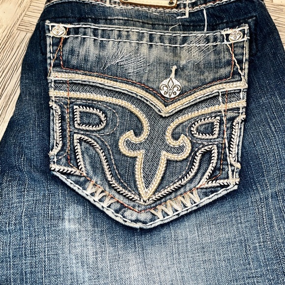 Rock Revival Nebi Blue Distressed Bootcut Jeans - Picture 8 of 15